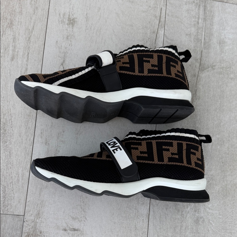 Fendi Black and Brown Love Sneakers - Picture 3 of 8